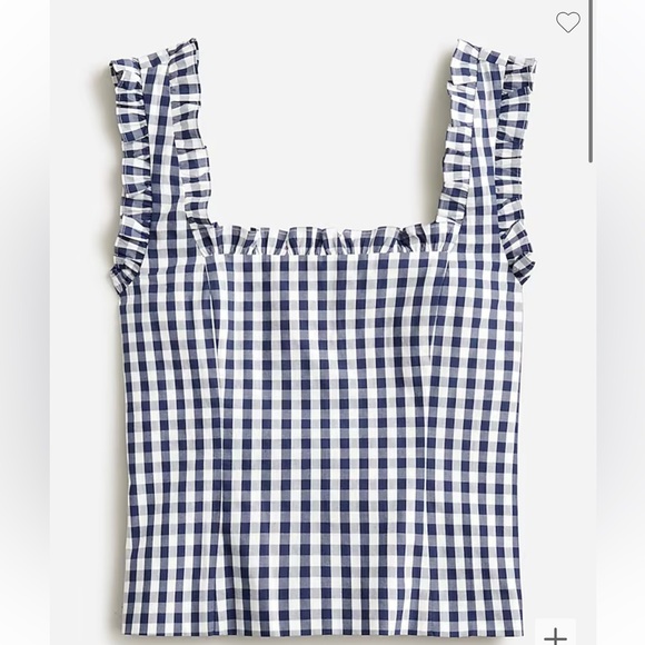 J.CREW Ruffle Classic Cotton Gingham M - Picture 1 of 6